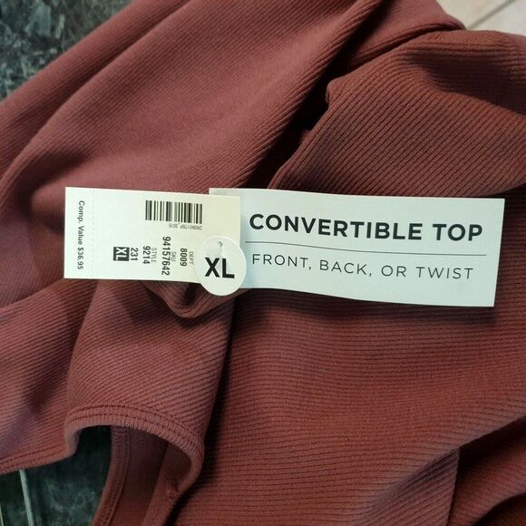 Aeropostale Women's Convertible Crop Top XL Mauve V-Neck Seamless 3 Way Design - Picture 5 of 6